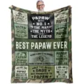 Custom flannel blanket for grandpa, personalized best papaw ever throw blanket with camo design. - 8 / 75x100cm