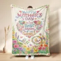 Cozy Mother's Day flannel blanket with floral and heart prints, perfect gift for mom. - Style 1