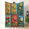 Vintage Floral Flannel Blanket 3D Embossed Flower Throw Blanket for Cozy Sofa Bed Nap - MT6064