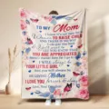 Mother's Day floral fleece blanket custom gift warm cozy present for mom floral design - Style 3