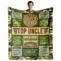 Personalized flannel blanket gift for uncle, camo print soft warm throw blanket. - 13 / 75x100cm