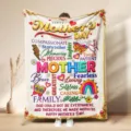 Mother's Day flannel blanket custom gift warm fleece throw blanket with lovely family words - Style 7