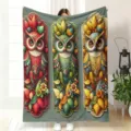 Vintage owl floral flannel blanket cozy soft autumn botanical plant sofa throw blanket warm - MT6070