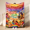 Flannel blanket for Mother's Day with warm inspirational family quotes and colorful rainbow artwork. - Style 8