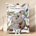 Cozy flannel blanket featuring a cute watercolor koala design, perfect Mother's Day gift. - Style 9