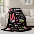 16th birthday custom blanket soft fleece throw blanket for teenage girls party decor gift - 16th Birthday Theme / 70x100cm 230gsm