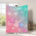 Coperta in flanella con stelle e sfumatura pastello morbida calda per divano letto - Stile 15