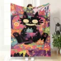 Flannel throw blanket cute cartoon cat pattern soft cozy sofa blanket for office nap - 70×100cm / MT4915