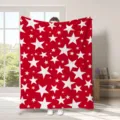 Coperta in pile rossa con motivo a stelle bianche, morbida coperta in flanella per divano letto. - Stile 17