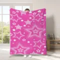 Coperta in Pile con Stelle Rosa Morbida Calda per Divano Letto Decorazione per la Casa - Stile 18