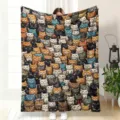 Cat pattern flannel blanket, soft cozy sofa throw for office nap and home daily use. - 70×100cm / MT4917