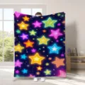 Coperta in flanella cielo stellato da sogno con stelle neon colorate per divano. - Stile 20