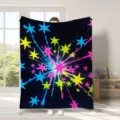 Coperta cielo stellato vibrante con stampa stelle neon colorate, morbido plaid flanella. - 27
