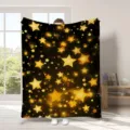 Magnifica coperta in flanella cielo stellato con stelle dorate, comodo copridivano accogliente. - 28