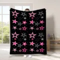 Coperta in flanella con motivo a stelle rosa e grigie morbida coperta per divano letto. - 34