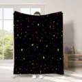 Coperta in flanella nera con stampa cielo stellato, morbida e calda coperta per il divano - 37