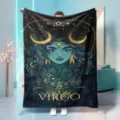 Constellation Virgo flannel throw blanket, celestial star art design soft warm bedding. - 70x100cm 230gsm / Virgo (1)