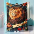 Cozy fleece blanket featuring a majestic lion and Leo constellation design for home naps. - 70x100cm 230gsm / Leo