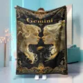 Gemini Zodiac Constellation Flannel Blanket Black Gold Vintage Throw Blanket for Home Bed - 70x100cm 230gsm / Gemini