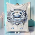 Blue Cancer zodiac flannel blanket, celestial constellation pattern variant, soft nap warm throw. - 70x100cm 230gsm / Cancer