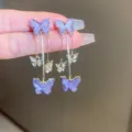 Lila Schmetterling Quaste Ohrringe, wunderschöne und süße Ohrstecker für elegante Damen. - Lila Schmetterling Quaste / Lila