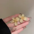 Elegante Vintage Kristall Blumen Ohrringe für Damen, luxuriöser Modeschmuck für besondere Anlässe. - Gelbe Blume Schmetterling (18#) / 925 Silberstecker / Gelb