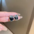 Orecchini a lobo vintage ovali cristallo nero strass moda donna eleganti e chic - Ovale Nero (20#)