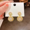Orecchini pendenti fiore strass cristallo vintage con grazioso design fiocco per gioielli moda donna - Oro-Placcato Oro (44#)