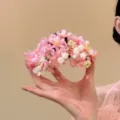Pink fabric flower hair clip, sweet floral duckbill clip, versatile cute hair accessory for women - Hair Claw (14) / Pink