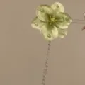 Elegant fabric flower hair clip with pearls and sparkling rhinestones and dangling tassels. - Duckbill Clip Only (21) / Green