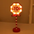Houten kerst stopbord LED decoratief licht voor desktop vakantie feest sfeer decoratie - Achthoekig