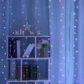 LED curtain string lights with USB remote control, ideal for Christmas holiday home decor. - 3x1m Without Hooks / Cool White