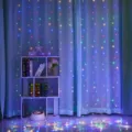 Multicolor LED window curtain string lights USB powered fairy lights for holiday decoration - 3x1m Without Hooks / Colorful
