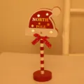 Houten kerst LED tafellamp, kerstman muts vorm desktop decoratie voor vakantie sfeer en gezelligheid. - Kerstmuts