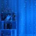 LED copper wire curtain string lights USB remote control blue fairy lights for holiday decor - 3x1m Without Hooks / Blue