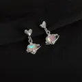 Silver planetary heart earrings, sweet-cool style non-pierced clip-on chic jewelry for women - Colorful Small Heart Style