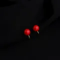 Wine red drip oil clip earrings detail, gold plated vintage non-pierced ear clip jewelry. - Wine Red 8mm Artificial Pearl Mosquito Coil Clip