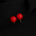 Chic wine red ball clip-on earrings, minimalist gold tone metal non-pierced elegant jewelry. - Wine Red 12mm Artificial Pearl Mosquito Coil Clip
