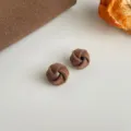 Schicke braune Samt Knoten Ohrstecker Detail, weicher Plüsch Herbst Winter Schmuck Stil. - Samt Twist Stecker Stil (3433) / Braun