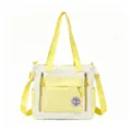 Yellow white canvas tote bag star pattern stylish shoulder bag large capacity student handbag - Single Bag / Yellow