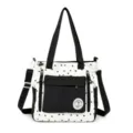 Sac cabas en toile pour femme, grand sac epaule grande capacite, motif etoiles noir et blanc. - Noir