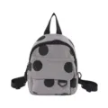 Cute grey corduroy polka dot mini backpack versatile casual daily shoulder bag for women - Gray