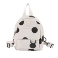 Cute mini corduroy backpack with black polka dots, casual style, perfect for daily use and travel. - Off White