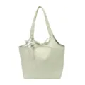 Light green star print canvas tote bag, casual daily shoulder bag with star charm and bow. - Single Bag / Green