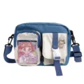 Blaues Canvas Umhängetasche Mehrfachtasche Süßer Anime Stil Studenten Schultertasche Variante - Blau