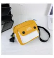 Canvas cross body bag for women, stylish color block shoulder bag for daily casual use. - Yellow