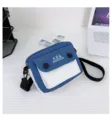 Korean style color blocking canvas crossbody bag for women, casual small shoulder bag variant. - Blue