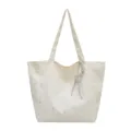 Women star print tote bag large capacity casual shoulder bag daily fashion handbag cream white - Single Bag / Off White