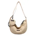 Japanese canvas dumpling crossbody bag, casual large capacity shoulder bag for daily use. - Khaki