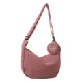 Stylish pink corduroy crossbody shoulder bag with round coin purse casual hobo handbag daily - Pink